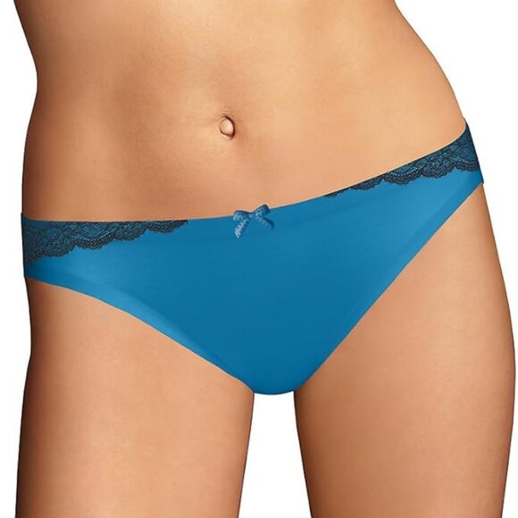 Maidenform Women’s Bikini Panty – Size 6 M Blue with Black Lace Trim NWT - Picture 3 of 3